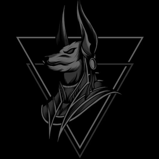 An engraved figure of Anubis, the Egyptian jackal-headed god
